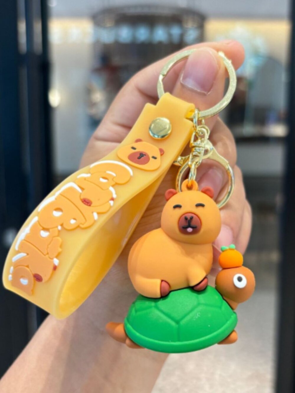 Capybara Sitting On Turtle Keychain Cute Bag Charm Pendant Gift - Picture 1 of 1
